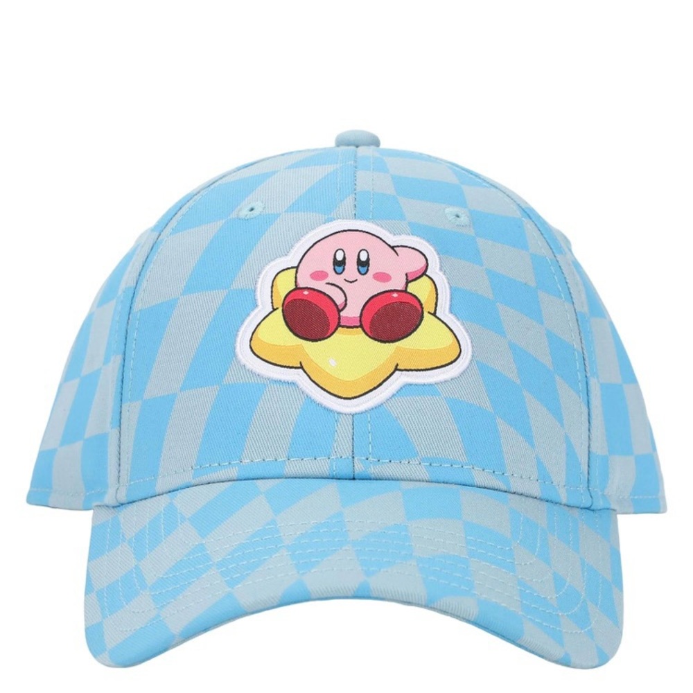 Nintendo Kirby Star Adjustable Snapback Hat Cap  Blue Checkered One Size Anime